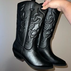 Black Mid calf Cowboy boots BRAND NEW